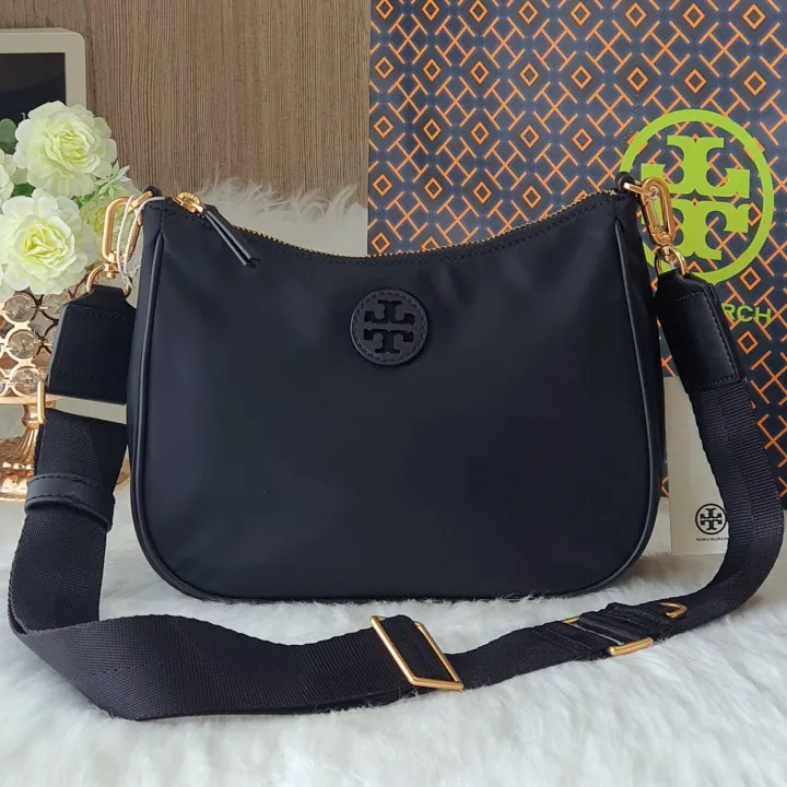 MeBrandOutlet TORY BURCH 88370 NYLON WEB MINI HOBO ครอสบอดี้สาบสปอร์ตสีดำ  ??งานแท้?% งานหิ้วจาก Shop & Outlet USA????? 