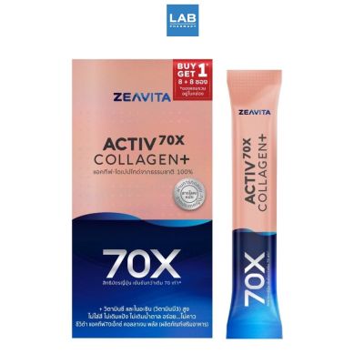 Zeavita Active 70x Collagen Plus 8s+8s  ผลิตภัณฑ์เสริมอาหาร ซีวิต้า แอคทีฟ 70เอ็กซ์ คอลลาเจน พลัส ไดเปปไทด์ 70 เท่า บรรจุ 8+8 ซอง