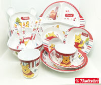 [ขายแยกชิ้น] จานชามเมลามีน ช้อนส้อมเด็ก ถาดหลุม แก้วน้ำ หมีพูห์ Disney POOH Woodlands Flowerware ศรีไทยซุปเปอร์แวร์/ 1 ชิ้น ; item sell SEPERATELY