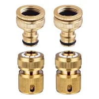 4 Pieces Garden Hose Tap Connector 1/2 Inch and 3/4 Inch Size 2-In-1 and 1/2 Inch Hose Pipe Quick Connector