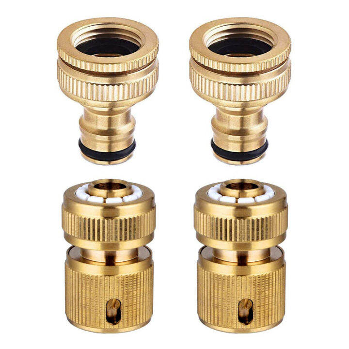 4 Pieces Garden Hose Tap Connector 1/2 Inch and 3/4 Inch Size 2In1