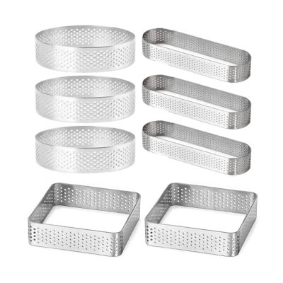 8cm Stainless Steel Tart Ring, Heat-Resistant Perforated Cake Mousse Ring, Round Ring Baking Doughnut Tools