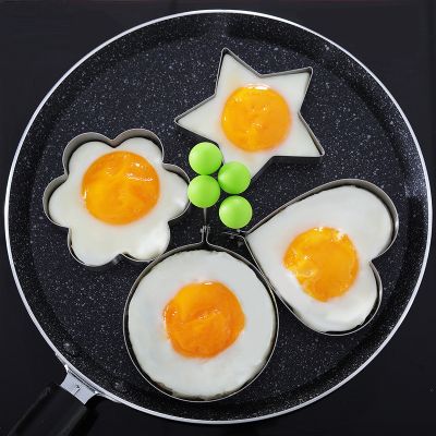DIY Kitchen Gadgets Frying Egg Pancake Bake Omelette Mold Heart Round Flower Pentagram Shape Stainless Steel Mould Kitchen Barbecue Cooking Accessories Grill Tools