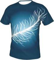 Wuyuhui Unisex Adult Small White Feathers T-Shirt 3D Print Short Sleeve Casual Tee Shirt Small