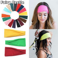 【Fairy Castle】ที่คาดผมกว้างผู้ชายผู้หญิง Sweatband ยืดเหงื่อยืดหยุ่นกีฬาโยคะวิ่งที่คาดผม