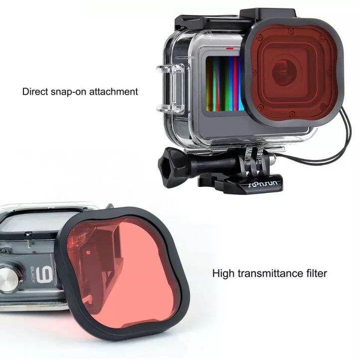 เคสกันน้ำ-gopro-11-10-9-8-ฟิลเตอร์-4-สี-สำหรับดำน้ำ-gopro-hero10-9-8-black-protective-housing-with-double-cold-shoe-4-filters-for-diving-lens