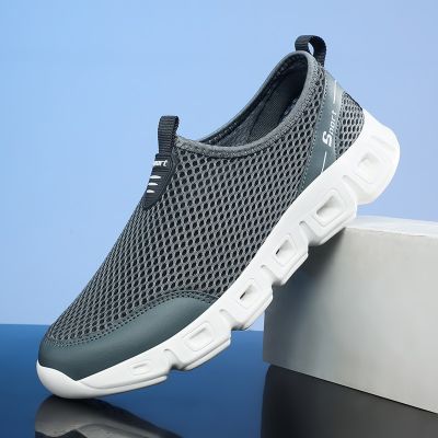 Mesh Men Shoes Summer Breathable Lightweight Sneakers Soft Soled Slip-On Loafers Male Unisex Men Casual Shoes Big Size 36-48