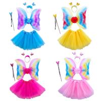 Toddler Butterfly Costume Kids Angel Costume Set with Wings Exquisite Girls Party Clothing Set with Wings Skirt Wand and Headgear for Birthday Party Christmas and More beneficial