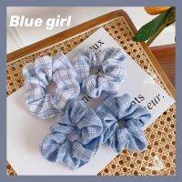 Women Casual Ins Plaid Blue Hairand Hair Stick Korean Accessories for Girls Headwear