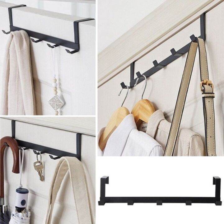 teak-coat-hat-towel-metal-hanger-storage-rack-over-the-door-hanging-hook