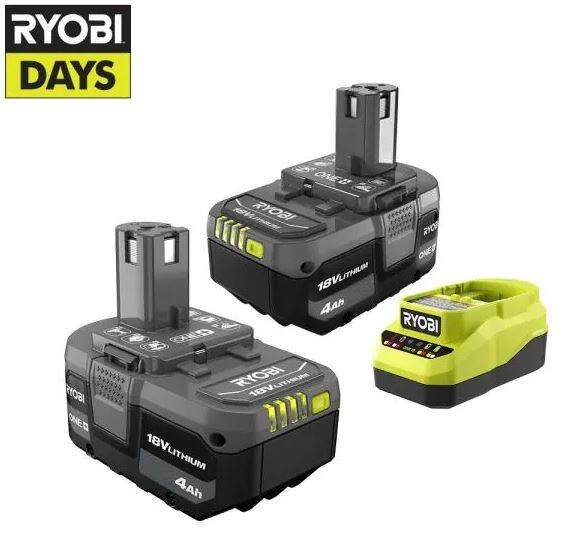 RYOBI ONE+ 18V Lithium-Ion 4.0 Ah Battery (2-Pack) and Charger(110v ...