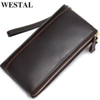 WESTAL Mens Wallet Genuine Leather Male Clutches Wallet Long Phone portomonee Purse for Men Money Bag Slim Wallets for Cards