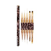 Leopard Print Handle Double head Nail Art UV Gel Extension Brushes French Stripe Drawing Liner Pen Manicure Accessoires Artist Brushes Tools