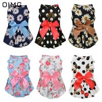 OIMG Summer Floral Dog Dress Bow Princess Dog Dresses For Dog Skirts Dog Wedding Dresses Pomeranian Yorkies Cat Pet Dress Dresses