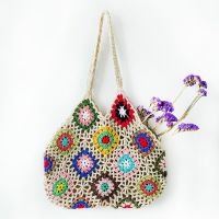 Vintage Floral Crochet Casual Trendy Large Capacity Handmade Bag Knitted Bag Hollow Out Handbag