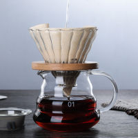 500ML300ML Wooden brackets Glass Coffee Dripper and Pot Set Japness style V60 Glass Coffee Filter Reusable Coffee Filters