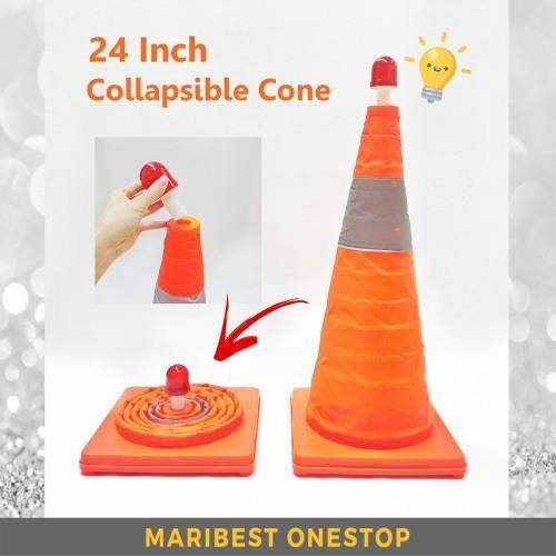 24 INCH Collapsible Foldable Safety Traffic Cone with Warning Lazada