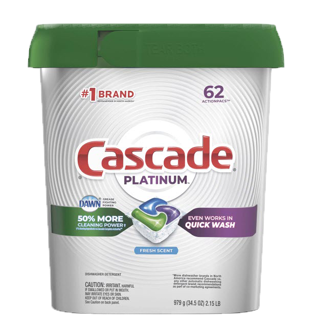 Cascade Platinum [62 ก้อน] ผลิตภัณฑ์ล้างจาน สำหรับเครื่องล้างจาน