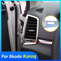 Vtear For Skoda Karoq Interior Chrome Front Air Condition Outlet Vent Moldings Cover Cap Trim Frame Essories Car-Styling Auto