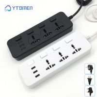 110-220V Power 2500W With 3 Universal Socket Multiple USB 5V 2.1A EU US UK Plug Socket Extension Cable For Phone Charging  Wires Leads Adapters