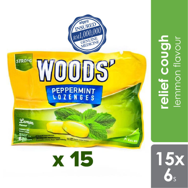 Woods Peppermint Lozenges Lemon 15g (15x6s) (Cough Relief) | Lazada