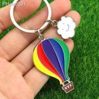 Rainbow Turkey Hot Air Balloon Key Chain for Women 2023 New Key Ring Outdoor Travel Souvenir Gift
