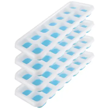 4Pcs Silicone Ice Cube Tray with Stackable Ice Trays with Spill-Proof Lid