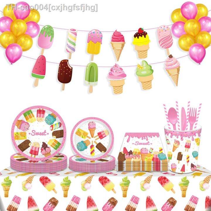 summer-ice-cream-lolly-birthday-party-paper-disposable-tableware-sets-plates-tablecovers-cups-hawaii-baby-shower-party-decors