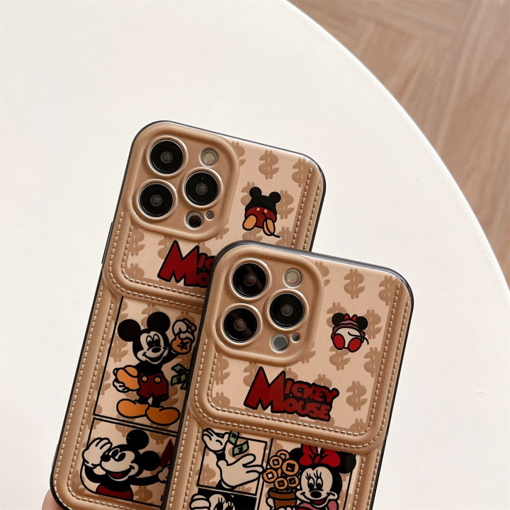 เคสครอบโทรศัพท์-iphone-iphone-14-13-12-11-pro-max-ลายการ์ตูนสีน้ำตาลสุดหรูสัมผัสดอลลาร์