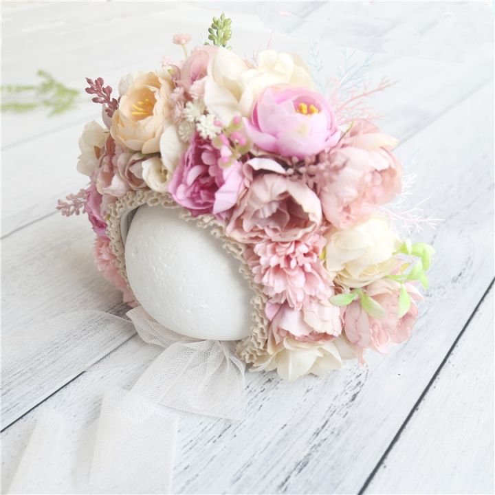 bonnet-floral-para-fotografia-rec-m-nascida-baby-hat-knitted-garden-bonnet-photo-shoot-props