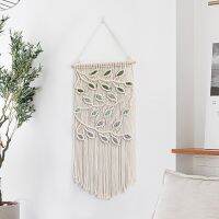 ผ้าคลุมแขวนผ้าม่าน Macrame ที่ทำด้วยมือแบบโบฮีเมียนอุปกรณ์ประดับตกแต่งลายใบไม้สไตล์โบฮีเมียนสำหรับตกแต่งศิลปะบนผนังในหอพักสตูดิโอ