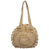 New Fashion Women Summer Round Rattan grass Bags Beach Shoulder Bags Handbag Light Brown