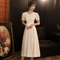 COD IOED95 White French evening dress skirt can usually wear 2021 femal白色法式小晚礼服裙子平时可穿2021女宴会气质连衣裙名媛轻奢时尚集雅阁