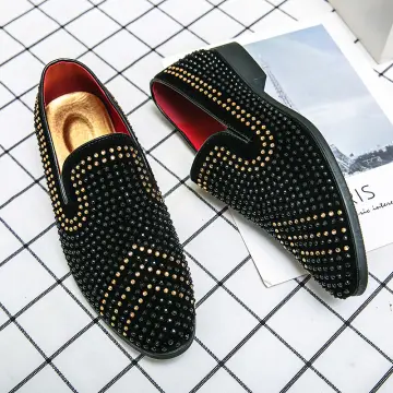 Luxury Designer White Leather Red Bottoms Low Top Gold Rivets Shoes For  Men's Casual Flats Loafers Women's Spikes Brand Sneakers