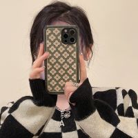 [COD] Ins style retro green flower 12Pro/13Pro max mobile phone case suitable for 14plus soft 11/XR