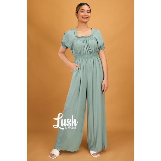 LUSH CLOTHING Maureen Smocked Puff Sleeves Korean Inspired Wide Leg ...