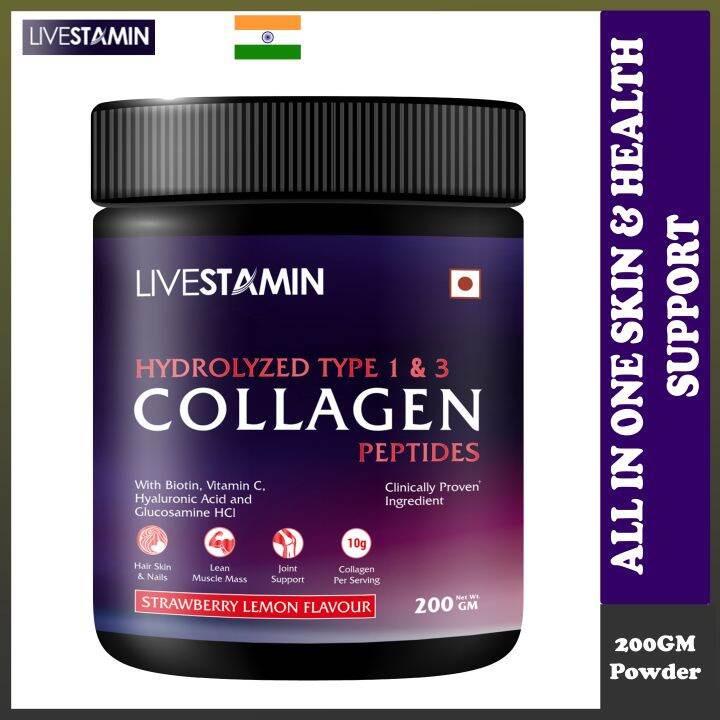 Livestamin Powerful Hydrolyzed Collagen Powder Peptides Type 1 & 3 With