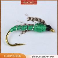 ENCOUNT หนอนขนแกะ เหยื่อตกปลาบิน Rown caddis Nymph Fly 10 #12 # หนอนล่อขนสัตว์ ของใหม่ ร่างกายสีดำ ตะขอตกปลาแบบเกี่ยว ตกปลาบินตกปลา