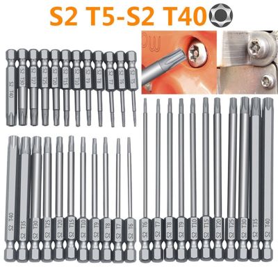 【CW】 11pcs or 12pcs Security Bit Set Tamper Proof Screwdriver Screw Driver Bits Torx Flat 1/4 quot;