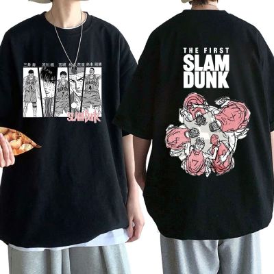 อะนิเมะ First Slam Dunk Sakuragi Hanamichi Kaede Rukawa T เสื้อ100% ผ้าฝ้ายลำลองแขนสั้นเสื้อยืดขนาดใหญ่ Streetwear