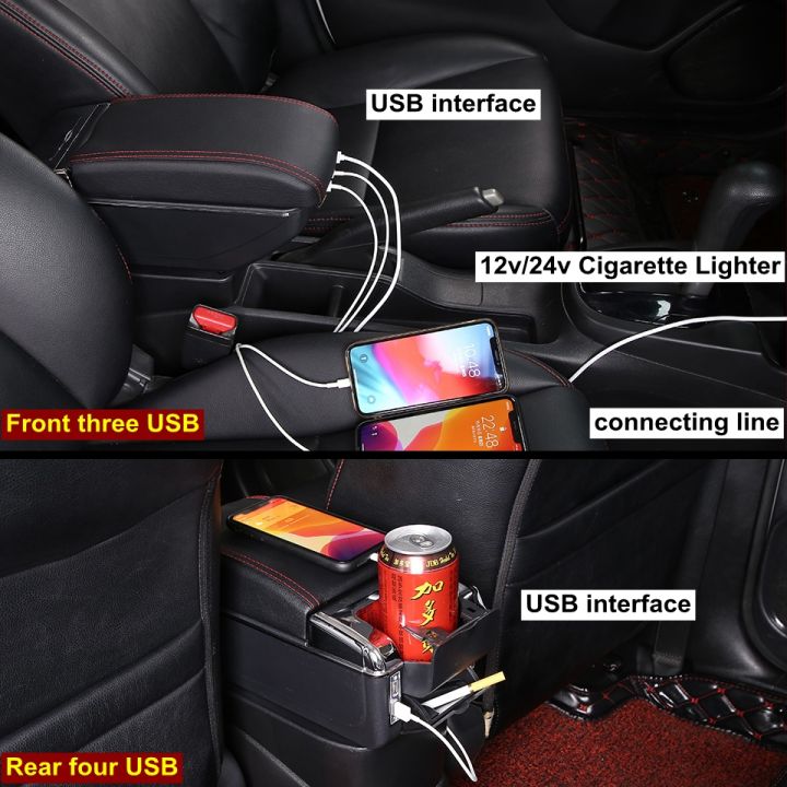 hot-dt-armrest-niva-1-layer-rotatable-car-central-storage-with-cup-ashtray-leather-retractable