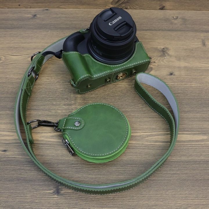 กระเป๋ากระเป๋าเคสใส่กล้องหนัง-pu-หรูสำหรับ-canon-eos-r50เลนส์18-45mm