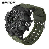 SANDA Sports Military Mens Watches Waterproof Dual Display Quartz Wristwatch For Male Clock Stopwatch Relogios Masculino