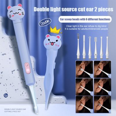 Cartoon Cat Luminous Earpick LED Light Ear Cleaning Spoon Baby Earwax Removing Safe Tool Kids Nursing Care New Dropship