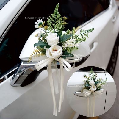 [AYIQ Flower Shop] ริบบิ้นติดของตกแต่งงานแต่งงานลายดอกไม้ติดประตูกระจกตกแต่งดอกไม้ประดิษฐ์กลางแจ้ง4ชิ้น