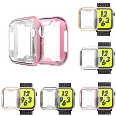 ☊ ฝาครอบนาฬิกาแบบบางเฉียบนุ่มเป็นพิเศษสำหรับ Apple Watch Series 4 44/40mm Case All-around TPU ฝาครอบป้องกันสำหรับอุปกรณ์เสริม iWatch