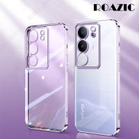 ROAZIC เคสโทรศัพท์สำหรับ VIVO V29 5G/S17 Pro 5G ขอบกล่องโลหะชุบหรูหราปลอกซิลิโคนนิ่มโปร่งใสใสกันกระแทก