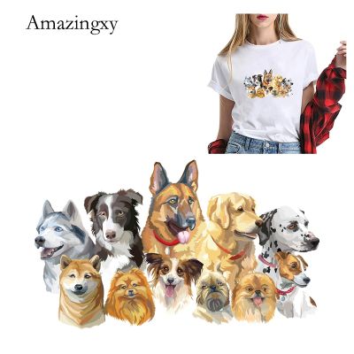 ♈☑♝ Animal Dog Iron on Patches for Clothing Letters Thermal Transfer Stickers on Clothes T-Shirt Applique Border Collie Corgi Husky