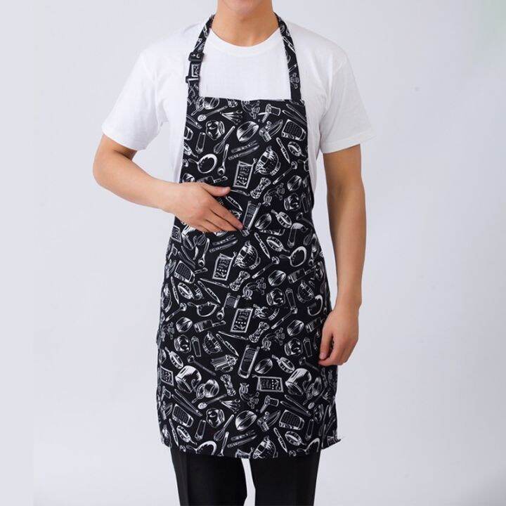 adjustable-half-length-kitchen-apron-adult-striped-restaurant-hotel-chef-waiter-apron-picnic-cook-apron-with-2-pockets-aprons