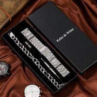 「Dark blue watch」20Mm 22MmMenStrapSilver Watchband Accessories Fashion BraceletSet For Boyfriend Pulseira